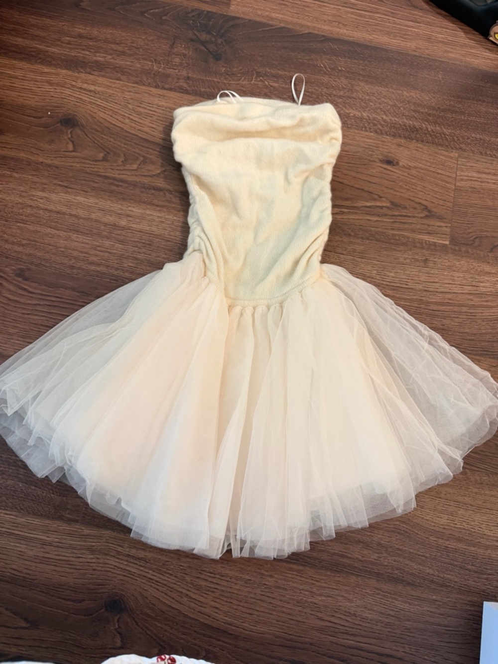 Reformation Sable cashmere Strapless Cream Tulle Mini Dress - Picture 3 of 9